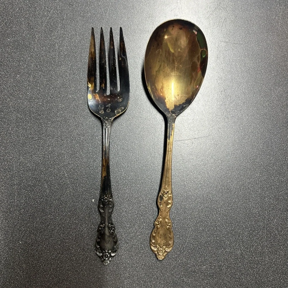 Vintage WM Rogers Mfg Co. Extra Plate Silverplate Serving Fork and Spoon